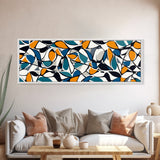 Mid Century Modern Art - Floral Abstract Pattern - Panoramic Canvas Print - Retro Loft Art - Large Wall Art - Geometric Abstract Art