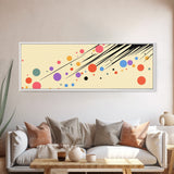 Polka Dots On Cream Background, Framed Canvas Print, Panoramic Wall Art, Modern Home Decor, Boho Style Above Bed Wall Art