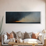 Storm Clouds Rolling In - Framed Canvas Print - Dark and Moody Landscape Painting - Seascape Painting - Ocean Art - Nautical Decor