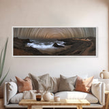 Starry Night Time Lapse Photography Style Print, Panoramic Wall Art, Unique Home Decor, Tilt Of The Earth's Axis