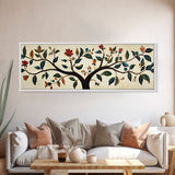 Wabi Sabi Inspired Botanical Print, Panoramic Canvas Art, Boho Style Textile Wall Art Print, Above Bed Or Sofa, Guest Room Decor