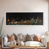 Field of Wildflowers Framed Wall Art Canvas Print, Vintage Botanical Landscape Art, Panoramic Print, Modern Farmhouse Art