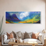 Colorful Fantasy Landscape Painting Print, Oversized Wall Art, Purple and Green Wall Art