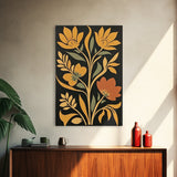 Flower Market Print Framed Canvas Print Mid-Century Modern Botanical Wall Art Boho Modern Farmhouse Living Room Art
