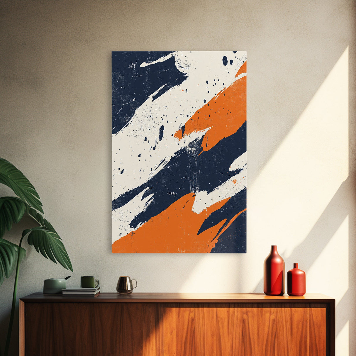 Framed Mid Century Wall Art, Paint Splotches Wall Art Canvas Print, Framed Canvas, Large Mid Century, Original Art Print