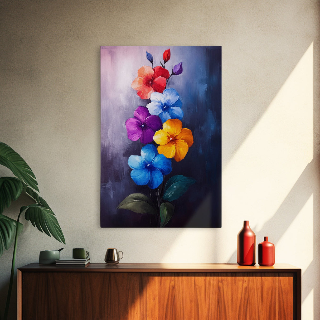 Wild Flower Painting Print On Canvas, Wood Framed Wall Art, Original Art, Flowers Painting, Botanical Print, Modern Art, Living Room Wall Art