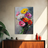 Wild Flower Painting Print On Canvas, Wood Framed Wall Art, Original Art, Flowers Painting, Floral  Print, Modern Art, Living Room Wall Art