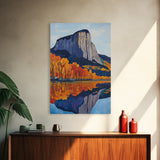 Fall In The Mountains Framed Canvas Print, Housewarming Gift, Boho Landscape Painting, Autumn Wall Art, Top Selling Wall Art