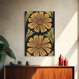 Mid-Century Modern Abstract Flowers, Framed Canvas Print, Style 1