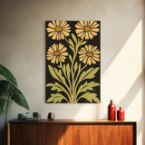 Mid-Century Modern Abstract Flowers, Framed Canvas Print, Style 2