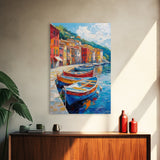 Gondolas at Sunset Framed Canvas Print - Boho Home Decor - Italy Painting - Italian Style Decor - Original Oil Painting Print