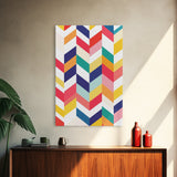 Pastel Chevrons Wall Art, Framed Canvas Print, Wood Framed Wall Art, Framed Wall Art, Gift Idea, Home Decor, Tire Track Print