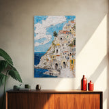 Boho Style Minimalist Wall Art - Italian Seaside Village Canvas Print - Retro Vacation Decor, Vacation Gift Idea