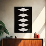 White Diamonds Geometric Aztec Terracota Canvas Print, Modern Farmhouse, Southwestern Art, Arizona Art, Black and White Wall Art