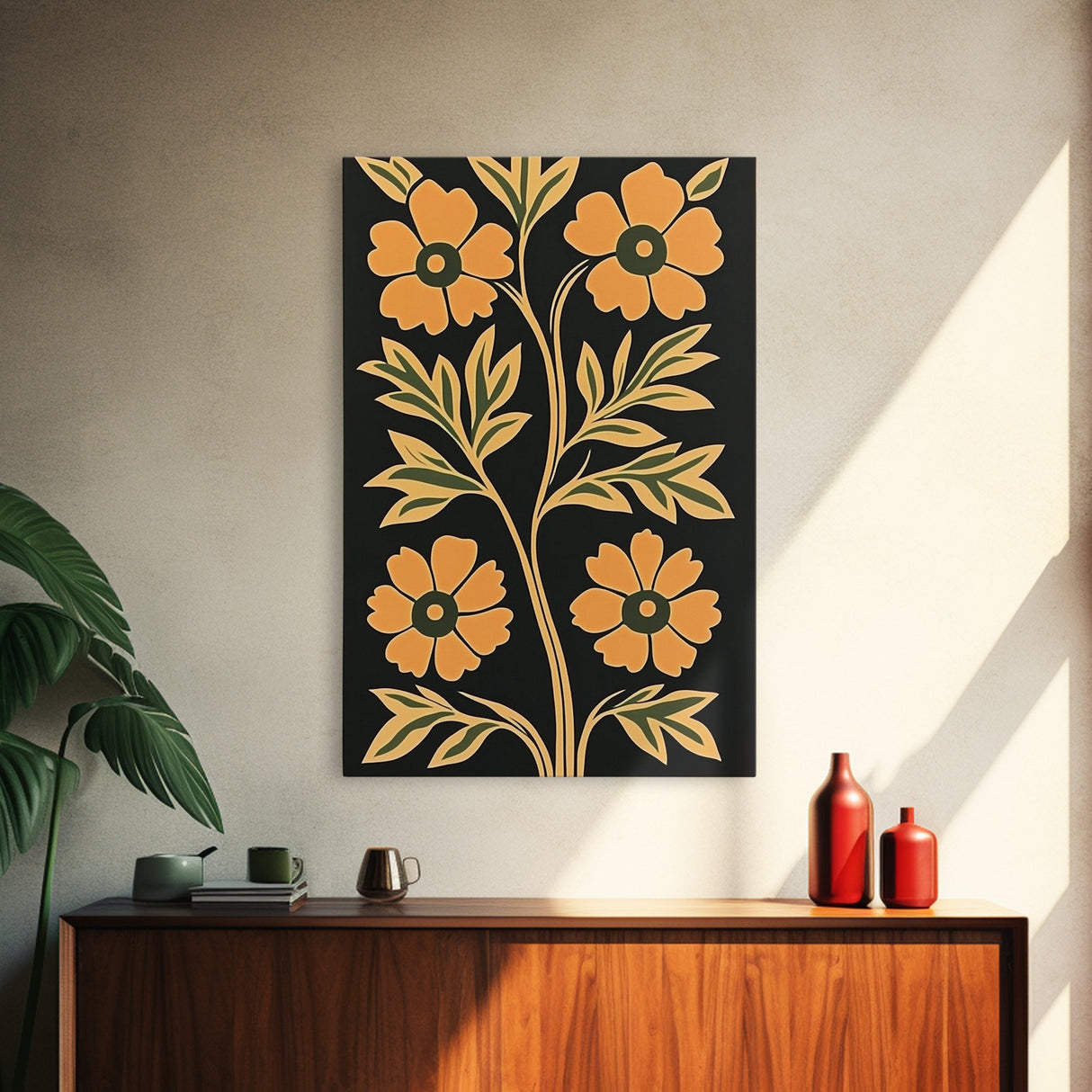 Framed Canvas Print Wall Art Boho Floral Print, Botanical Wall Art, Flower Market Poster, Minimalist Home Decor, Modern Farmhouse Art