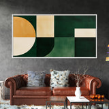 Geometric Patterns Mid-Century Modern Abstract Wall Art Canvas Print, Beautiful Emerald Green Wall Art