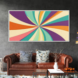 Mid Century Modern Framed Bauhaus Style Wall Art, Canvas Retro Decor, Horizontal Panoramic Wide and Narrow Wall Art Painting