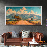 Nevada Desert Dirt Road Framed Canvas Print, Nature Print, Minimalist Wall Art, Life In The Desert, Rustic Farmhouse Above Sofa Wall Art