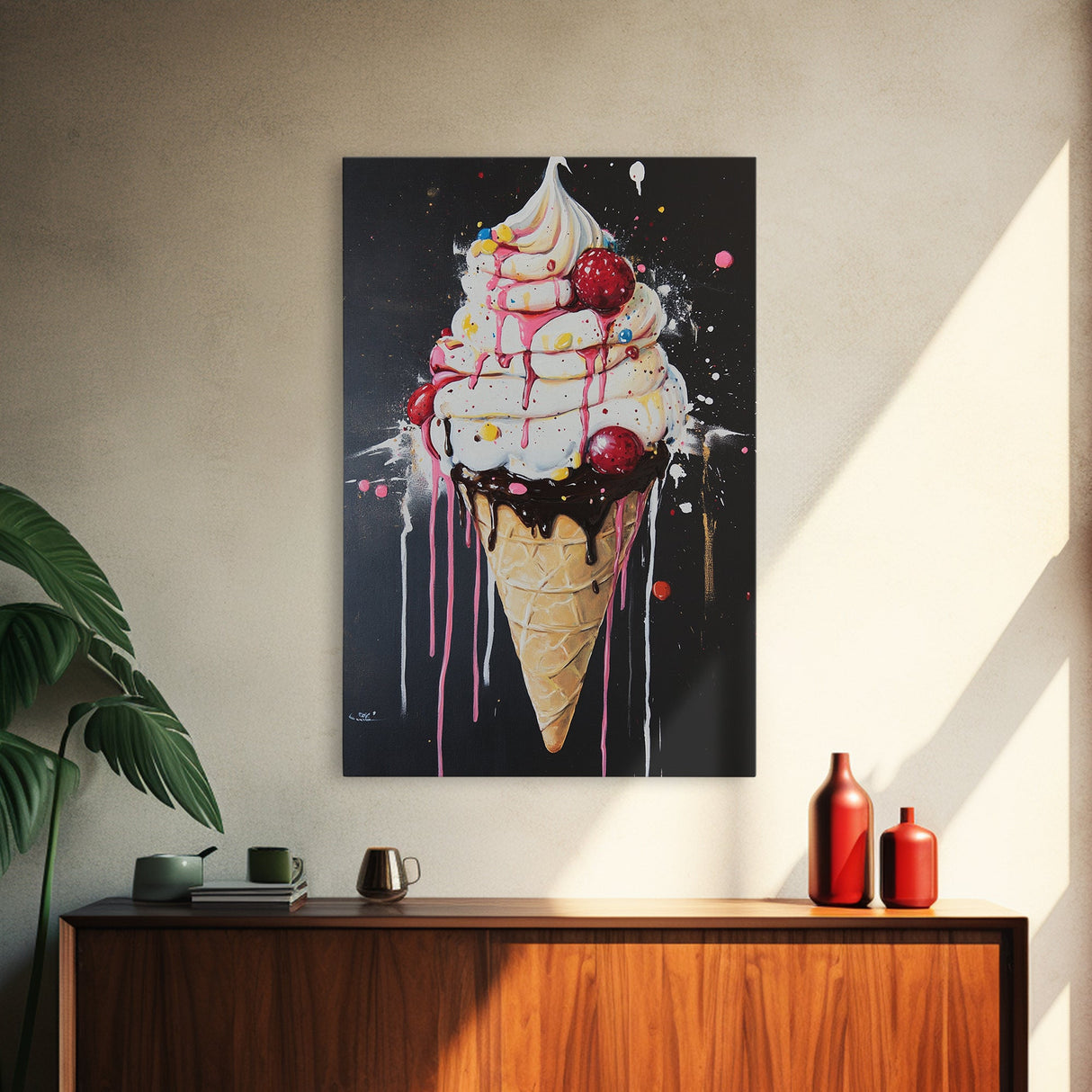 Ice Cream Shop Wall Art, Abstract Still Life Of Ice Cream, Food Review Wall Art, Kitchen Home Decor, Kitchen Art