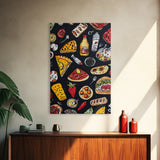 Cute Funky Kitchen Art, Kawaii Wall Art, Kawaii Decor, Restaurant Decor, Kitchen Painting, Dining Room Wall Art, Pizza, Hot Dogs Etc