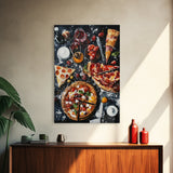 Italian Restaurant Wall Art, Retaurant Decor, Pizza Painting Canvas Print, Kitchen Wall Art, Kitchen Painting, Dining Room Decor