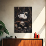 The Black Swan, Gothic Dark Macabre Wall Art, Dark Swan Decor, Halloween Canvas Print, Halloween Decor, Dark Academia Wall Art