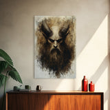 Portrait of a Demon, Framed Canvas Print, Dark Macabre Wall Art