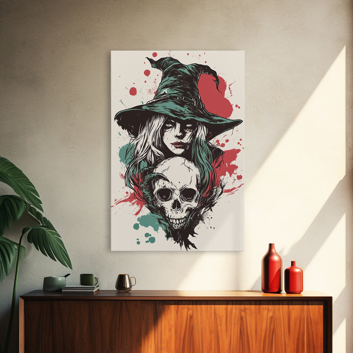 Portrait of A Witch, Framed Canvas Print, Halloween Decor, Witchcraft, Goth Art, Dark Academia Wall Art, Halloween Poster Art