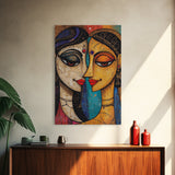 Abstract Madhubani Style Wall Art, Framed Canvas Print, Madhubani Painting, Madhubani Art
