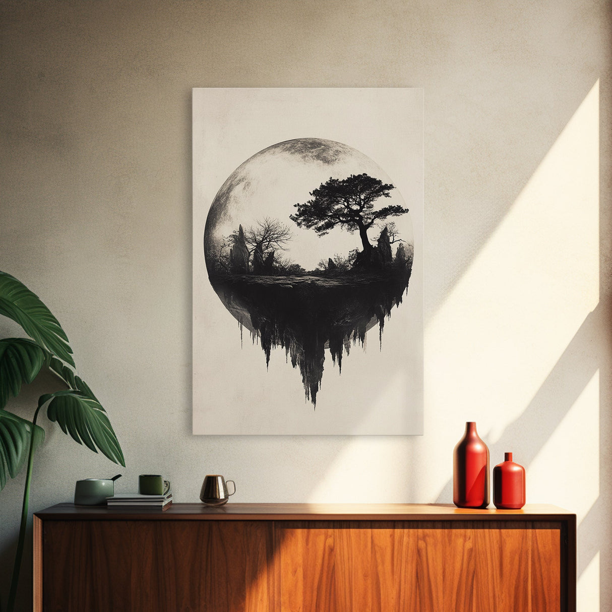 Haunted Snowglobe Framed Canvas Print, Cemetery in a Sphere, Spooky Home Decor, Halloween Painting, Halloween Decor