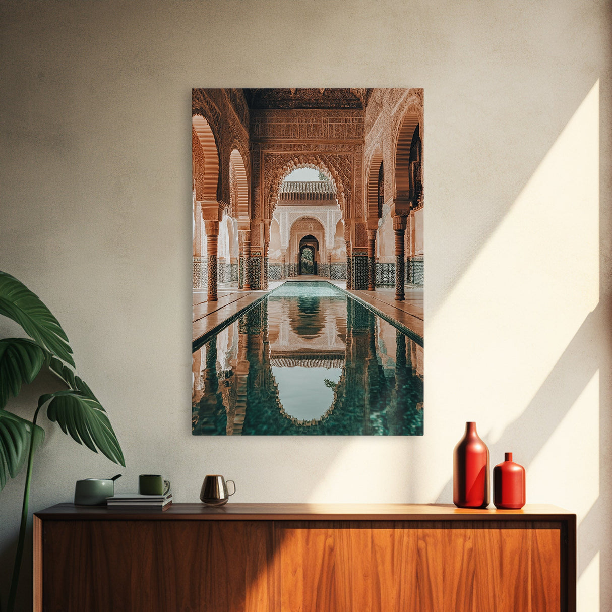 Reflection Pool Framed Canvas Print, Moroccon Wall Art