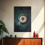 Nautical Nursery Compass Wall Art Framed Canvas Print, Travel Gift Idea, Vacation Gift Home Decor, Giclee Art Print, Going Away Gift