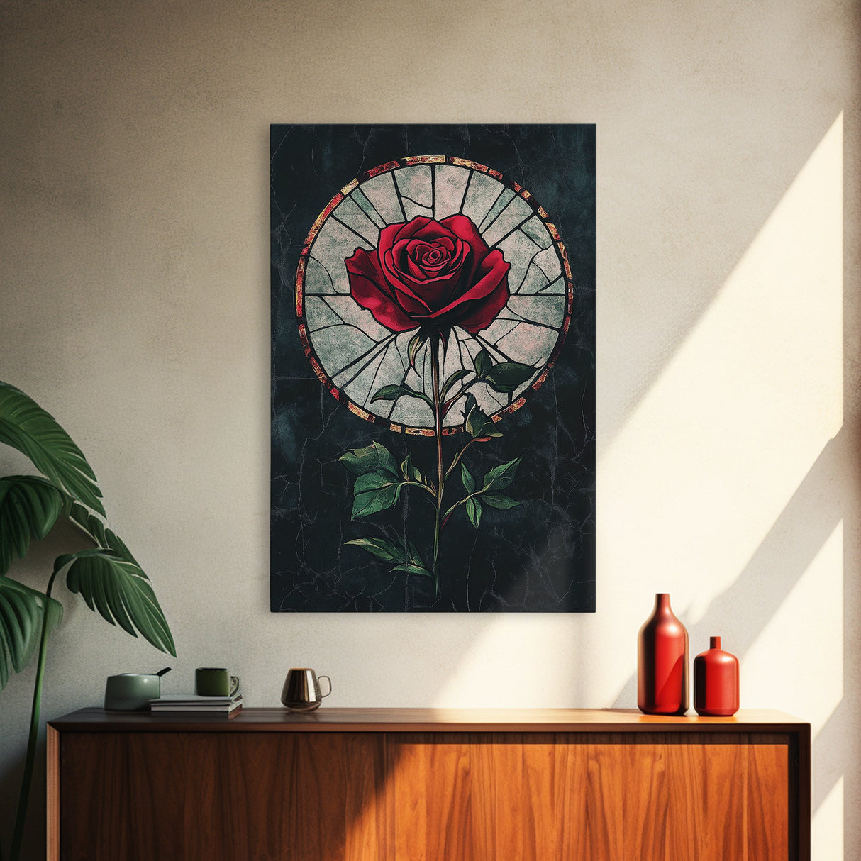 Rose Painting Print, Wood Framed Canvas Print, Beautiful Rose Painting Abstract Wall Art, Minimalist Floral Decor, Flowers Print, Floral Wall Art