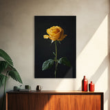 Realist Painting Print of a Yellow Rose, Framed Canvas, Wood Framed Art, Modern Farmhouse Decor, Rose Painting, Rose Art