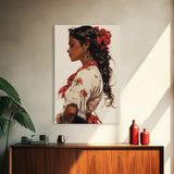 Mexican Art Canvas Print, Romantic Wall Art, Latino Art, Mexicano Wall Art, Tejano Decor, Chicano Painting Wall Art