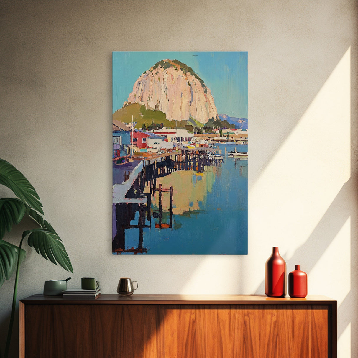 Morro Bay, Framed Canvas Print, Painting Morro Bay California, California Home Decor, Painting of Morro Bay Wall Art Canvas Print