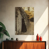Sad Witch in the Fall Framed Canvas Print, Gothic Home Decor, Witch Photography Style Art