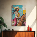 Black Cowgirl Painting Print, Rustic Modern Farmhouse, Afrocentric Wall Art, Southwestern Home Decor