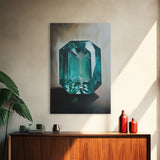 Watercolor Painting Print of an Emerald, Genstones Painting, Gemstone Painting, Emerald Wall Art, Emerald Green Home Decor, Kitsch Art