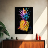 Retro Pineapple Painting Print, Framed Canvas Print, Kitchen or Dining Room Wall Art, Retro Home Decor, Pineapple Painting