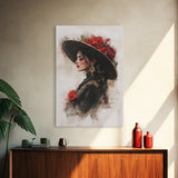 Mexicano Wall Art Framed Canvas Print, Female Matador, Chicano Wall Art, Chicano Painting