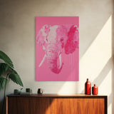 Preppy Elephant Painting Print, Trendy Wall Art, Animal Print, Framed Canvas Print, Wood Framed Art, Dorm Decor, Apartment Art