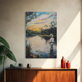 Fly Fishing Wall Art - Framed Canvas Print - Fly Fishing Painting, Fly Fishing Art, Gift Idea for Fisher, Fishing Gift Idea