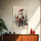 Sketch of Santa Canvas Print - Framed Canvas - Minimalist Christmas Art - Boho Christmas Art - Rustic Christmas Art