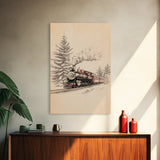 The Polar Express Train Canvas Print - Framed Canvas - Minimalist Christmas Art - Boho Christmas Art - Rustic Christmas Art