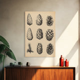 Vintage Pinecones Canvas Print - Framed Canvas - Minimalist Christmas Art - Boho Christmas Art - Rustic Christmas Art