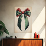 Gift Bow Canvas Print - Framed Canvas - Minimalist Christmas Art - Boho Christmas Art - Rustic Christmas Art