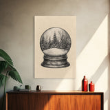 Christmas Snowglobe Canvas Print - Framed Canvas - Minimalist Christmas Art - Boho Christmas Art - Rustic Christmas Art