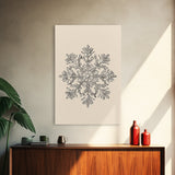 Sketch of a Snowflake Canvas Print - Framed Canvas - Minimalist Christmas Art - Boho Christmas Art - Rustic Christmas Art