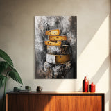 Stack Of Cheese Painting Print - Victorian Still Life Oil Painting of Cheese Rustic Farmhouse Kitchen Art - Kitchen Decor - Gift Idea For Chef